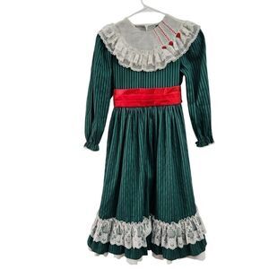 Vintage Mini World Pageant Dress Size 12 Green Red Christmas USA